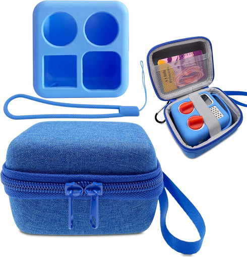 YOTO Mini Bluetooth Audio Player Hard Carrying Case with Silicone Skin Cover, Kids Screen-Free Accessories (Blue)