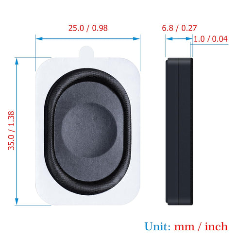 2 Pieces/1 Pair Side Sound 4 Ohm 2 Watt/3 Watt Rectangle Cavity Speaker, JST-PA 1.25 mm 2-Pin Interface Wire
