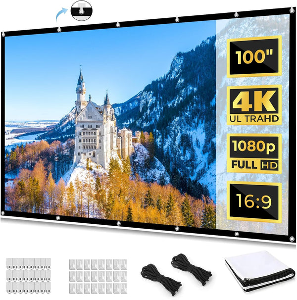KOGATA Outdoor Projector Screen with Stand 100 Inch: Portable Projection Screen for Outside