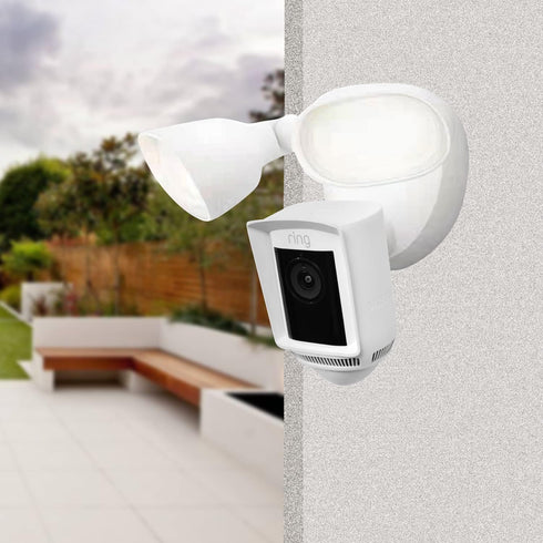 Silicone Skin Case for Ring Floodlight Cam Wired Pro - Sun Glare, UV & Weather Protection Skins Cover (White)