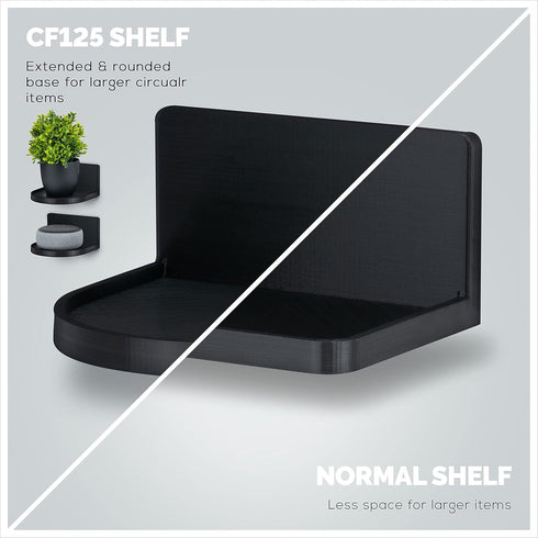 BRAINWAVZ Screwless Round Floating Shelf Mount for Cameras, Speakers, Plants, Easy to Install, 4.6 x 4.2 (Black)