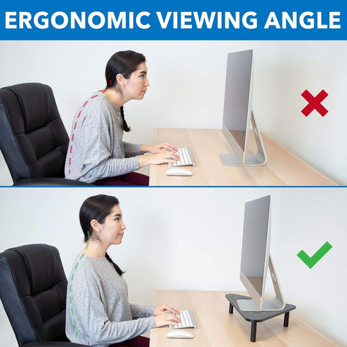 Corner Monitor Stand | Adjustable Height Corner Desk Shelf | Triangle Screen Riser, Ergonomic Space Saving Design