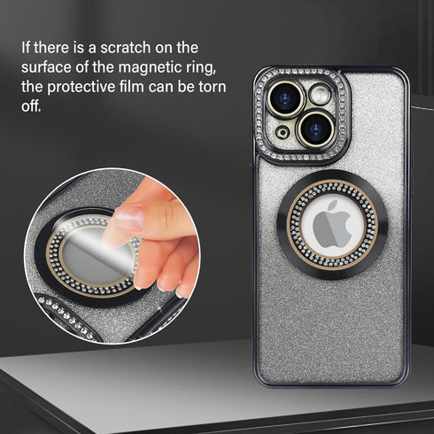Losin 15 Compatible with iPhone Magnetic Glitter Case Compatible with MagSafe Luxury Bling Rhinestone Case with Logo