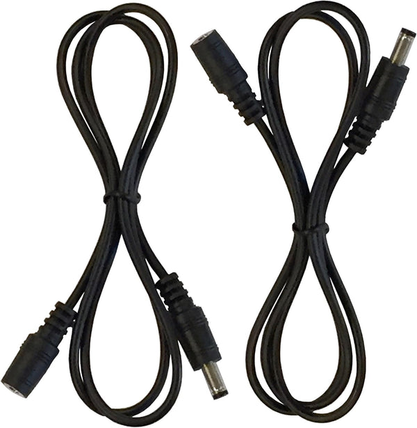 2 Pack of 36 Inch (3 Foot) 22AWG Male to Female DC Power Extension Cables, 5.5mm X 2.1mm Barrel Plug