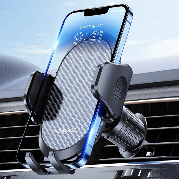 Miracase Phone Holders for Your Car, Newest Metal Hook Clip, Air Vent Cell Phone Car Mount, Dark Black