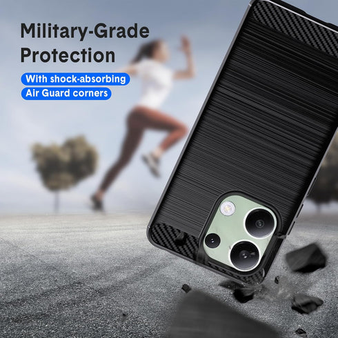 Flexible TPU Case for Xiaomi Redmi Note 13 4G, Brushed Texture Anti-Slip Shockproof Bumper Cover (Black)