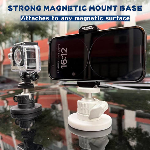 ULIBERMAGNET 360 1/4 inch White Magnetic Camera Mount, Strong Magnetic Mount with Rotation Ball Head, Security Camera