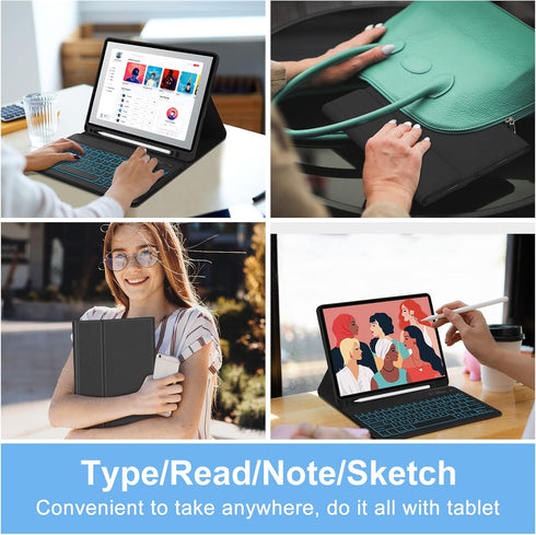 SENGBIRCH Keyboard Case for iPad Pro 12.9-inch, 3rd to 6th Generation, RGB Backlit, USB-C, Bluetooth Detachable Folio