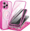 TIESZEN iPhone 15 Pro Max Case - Bright Pink, Dustproof, MagSafe Compatible, 9H Tempered Glass & Privacy Screen