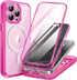 TIESZEN iPhone 15 Pro Max Case - Bright Pink, Dustproof, MagSafe Compatible, 9H Tempered Glass & Privacy Screen