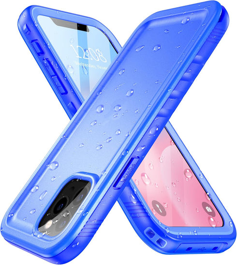 SPORTLINK Compatible with iPhone 12 Pro Max Waterproof Case - Blue Full Body Shockproof Dustproof with Built-in Screen