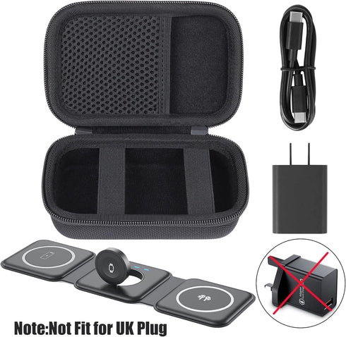 Aenllosi Hard Carrying Case for UCOMX Nano 3 in 1 Foldable Wireless Charging Station (Case Only, Black)