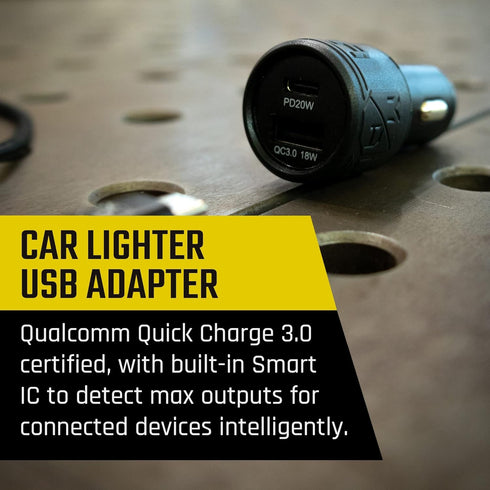 Mob Armor 38W Dual USB Quick-charge USB A + USB C Car Charger - Fast Charging Adapter for Car Phone Charger - Black