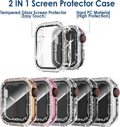 Simpeak 5-Pack Bling Screen Protector Case for Apple Watch, Compatible with Series 10, 9, 8, 7, 6, 5, 4, 3, 2, 1