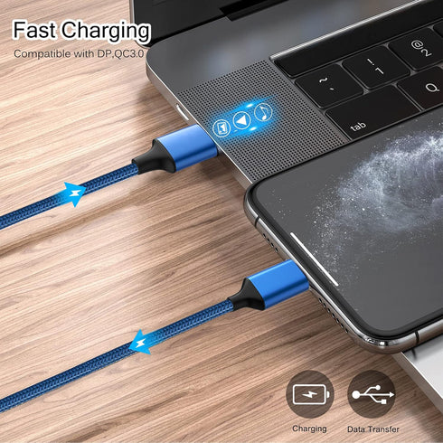 5-Pack USB Type C Cable (3/3/6/6/10FT) - Fast Charging, Nylon Braided, Compatible with Samsung Galaxy S9, LG V30,