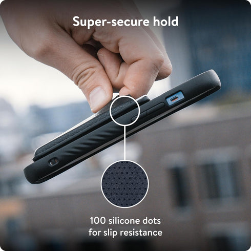 Mous MagSafe Compatible Wallet Card Holder for iPhone 15, 14, 13, and 12 Models - Black Leather Accessory