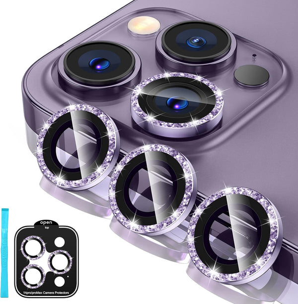 Tensea Camera Lens Protector for iPhone 14 Pro/Pro Max, 9H Tempered Glass, Metal Ring, 6.1" & 6.7" Models.