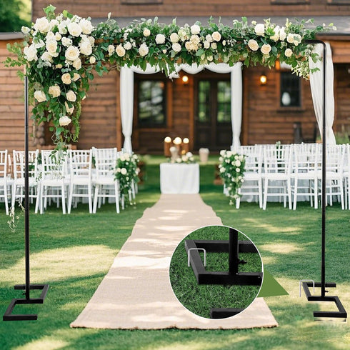8.2FT 2 Square Wedding Arch,Metal Arch Backdrop Stand Heavy Duty Adjustable,Extra Clamp Change Over The Table Rod