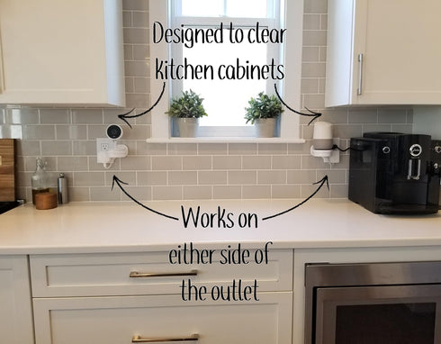 Mount Genie Smart Home Outlet Shelf: Hidden Cord Storage and Extra Custom Short Cords Great for Google Home, Nest, Security Cameras, Smart Speakers, and more