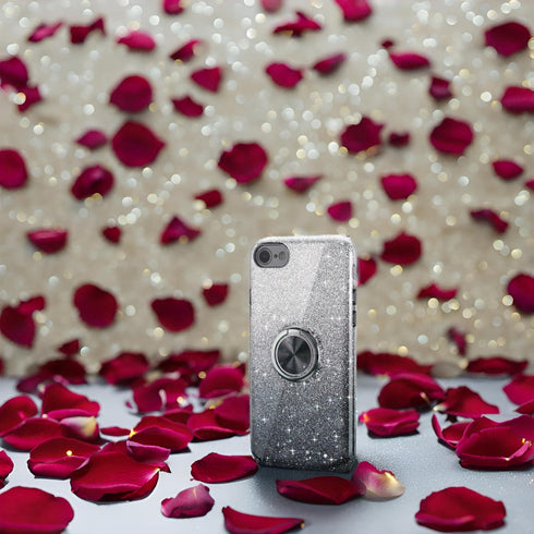 iPhone SE 2020 Case Glitter, Slim Sparkly Cover with 360° Ring Holder Kickstand for iPhone 8/7/SE 2020/SE 3