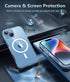 FNTCASE iPhone 14 Phone Case: Clear Magnetic Military Grade Drop Protection Cover for iPhone 13 - 6.1 Inch (Clear)