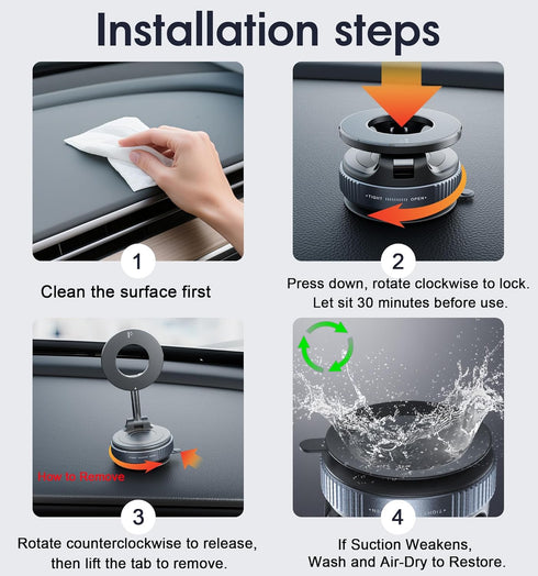 REOKILY 2026 360 110LBS Upgraded Suction Cup Phone Mount Nano Gel Vacuum Magnetic Car Phone Holders for Your Car