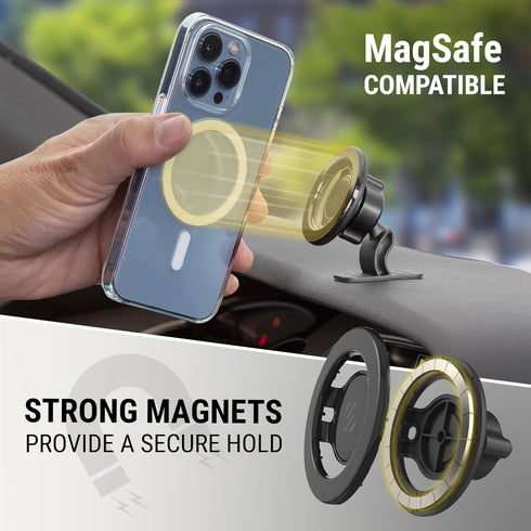Scosche MagicMount SMSDV-SP MagSafe Car Mount, Magnetic Phone Holder for Dashboard/Vent Compatible with iPhone