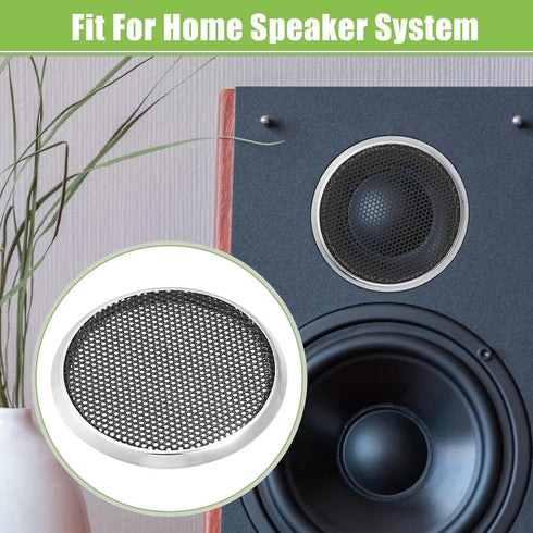 ACROPIX Universal 1.5" Round Car Speaker Grills Cover Mesh - Silver Tone Protector Case for Audio Speaker - Pack of 4