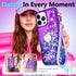 NGB Designed iPhone 12 Mini Case, Purple/Blue Glitter Liquid Sparkle Cover with Tempered Glass Protector