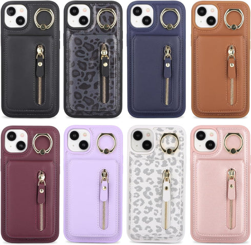 Havaya iPhone 14 Plus Case for Women, Rose Gold Leather Wallet, MagSafe Compatible, 2-in-1 Detachable Card Holder.