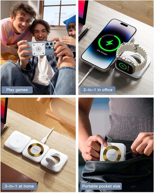 ?????????????? 3 in 1 Wireless Charging Station, Magnetic Detachable Charger for Apple, Compatible with iPhone 15/14/13/12,
