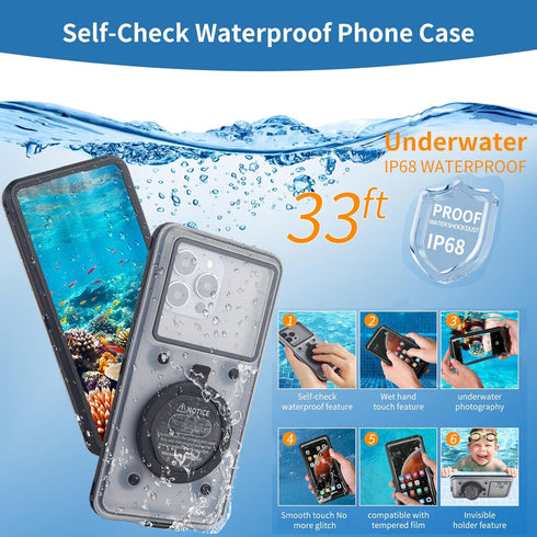 Waternaut Waterproof Case for iPhone, Ideal for Bath and Snorkeling, IPX68 to 33ft, Compatible with