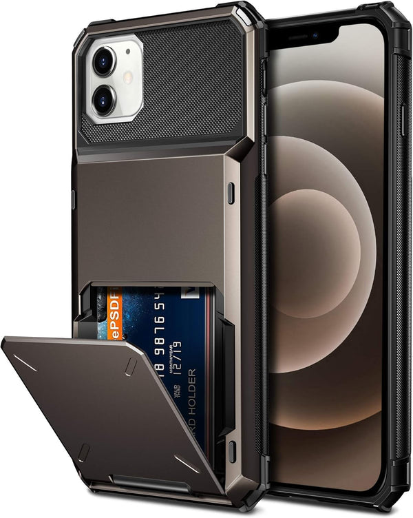 Vofolen Compatible with iPhone 12 Mini Case - 5G Wallet with 4-Card Slot, Anti-Scratch Dual Layer Hybrid TPU Bumper