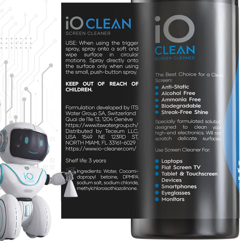 Screen Cleaner Spray (16oz) – Best Large Cleaning Kit for LCD LED OLED TV, Smartphone, iPad, Laptop, Touchscreen, Computer Monitor, Other Electronic Devices – Microfiber Cloth Wipes and 2 Nozzles