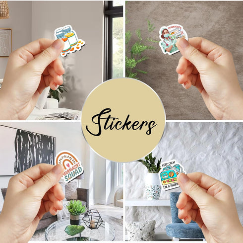 Pack of 50 PCS Waterproof Pharmacist Stickers, Vinyl Medical Themed Graphics for Phone Case Laptop Water Bottles