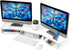 Dual Monitor Stand Riser for 2 Monitors, Adjustable Wooden Desktop Organizer Stand with Smartphone Holder, White