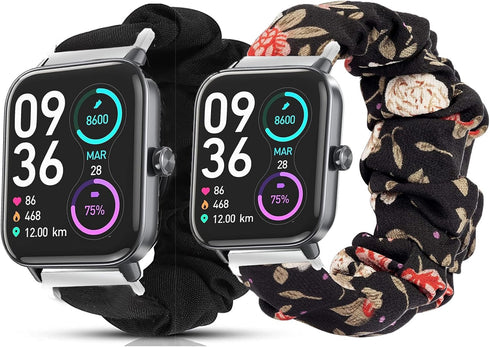 IDW13,IDW16,IDW19,IDW17 Smartwatch Bands, Lamshaw 22mm Fabric Elastic Scrunchie Elastic Women Cute Replacement Straps Compatible for TOOBUR,TEMINICE,VRPEFIT,Konitee,Gydom,Faweio IDW13 Watch / Woneligo W3 / TOOBUR,Faweio IDW16 Watch / MILOUZ,Amzhero,A-TGTG