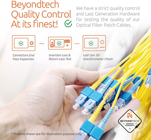 BEYONDTECH LC to LC Fiber Patch Cable, Single Mode Duplex, 2m (6.56ft), 9/125um