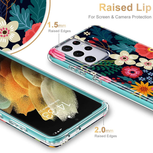 Esdot for Samsung Galaxy S21 Ultra Case, Military Grade 21ft Drop Test Rugged Cover with Fashionable Designs for Women