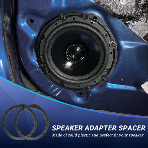 6.5'' Front Door Speaker Spacer Compatible with Honda Accord Civic CRV CRZ Insigh Odyssey Fit 6-6.75 inch Install Base Speaker Spacer Covers with 2 Wiring Harness