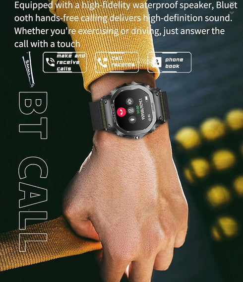 Smart Watch for Men, Military Fitness Tracker, Bluetooth Call, Heart Rate Monitor, Waterproof Smartwatch for iOS Android