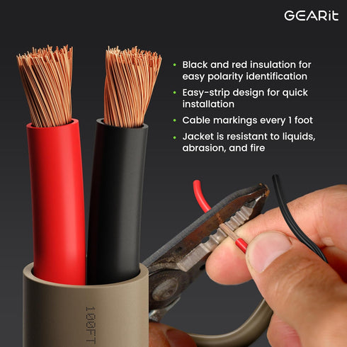 GearIT 16/2 Speaker Wire - 100 Feet 16AWG Gauge, Brown - 2-Conductors/Outdoor Direct Burial in Ground/in Wall / CL3 CL2