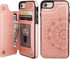 Vaburs Wallet Case for iPhone SE(2022)/SE(2020)/8/7, Card Holder, Embossed Mandala Pattern, Rose Gold