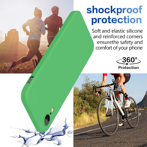 for iPhone SE Case 3rd and 2nd gen, iPhone 8 Case/iPhone 7 Case Liquid Silicone,Full Body Protective,Soft Shockproof Anti Scratch Case for iPhone SE3 Phone case Slim Fit 4.7in Gree JUS01-34