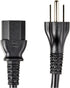Amazon Basics 10 3 18 125 5-Pack PC Power Cord, feet, Compatible with Monitor, Computer, TV, Prong, AWG, Volts, Black
