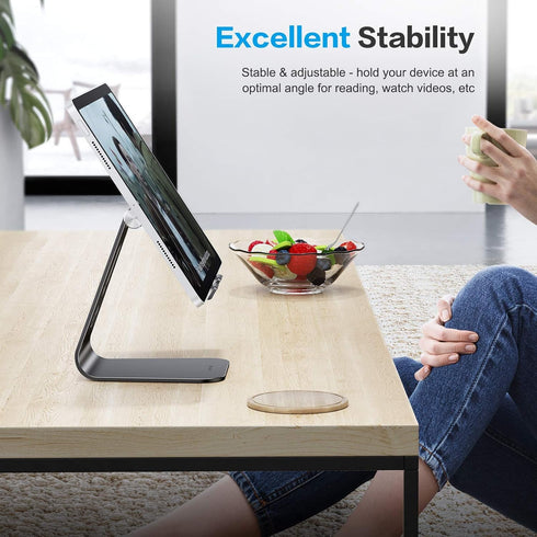 OMOTON Adjustable Tablet Stand for Desk - T2 Tablet Holder with Longer Arms for iPad Pro/Air/Mini, Black
