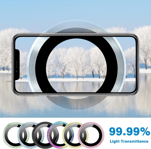 iPhone 15 & 15 Plus Camera Lens Protector - 9H Tempered Glass, Anti-Scratch, Shockproof Metal Ring, 2 Lens Covers.