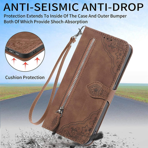 uriet Compatible with TCL 30 XL T701DL Wallet Case with Wrist Strap Lanyard Leather Flip Credit Card Holder Stand Folio Purse Cell Accessories Phone Cover for 30XL 2022 4G 5G T671G Women Brown