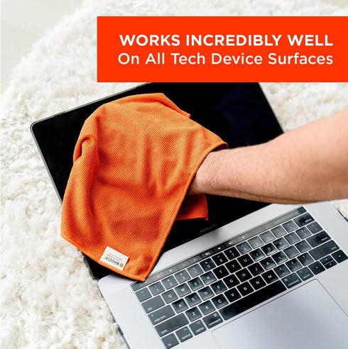 WHOOSH! Microfiber Cleaning Cloth, 3 Pack, 14”x14” Orange, Suitable for Glasses, TV, Car Screen, Laptop, iPad