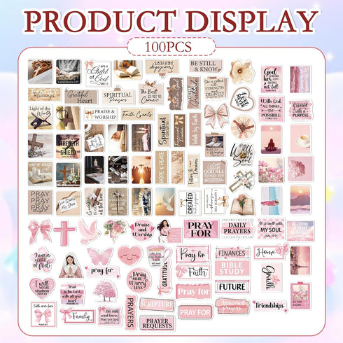 100 Prayer Board Stickers Supplies - Pcs Inspirational Prayer Vision Board Stickers, Motivational Christian Water